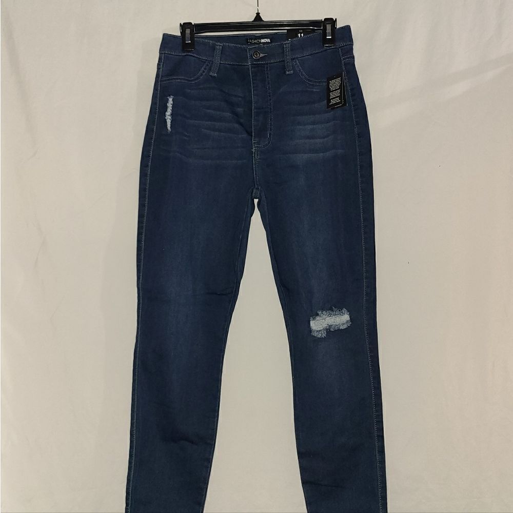 Fashion Nova Swing My Way High Rise Skinny Blue Jeans Size 11